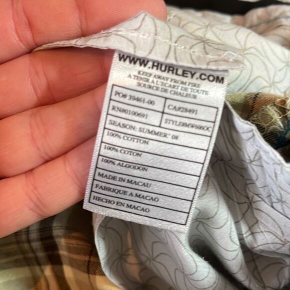 Hurley Men’s Yellow and Brown Plaid Shorts size 36 - Picture 5 of 6